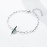Geometric Emerald Green Sterling Silver Bracelet