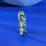 Emerlad Green Eternity Sterling Silver Band