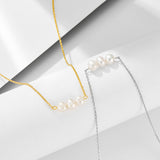 Elegant Natural Pearls Sterling Silver Necklace