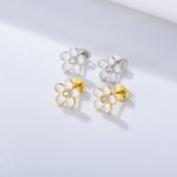 Cute Floral Sterling Silver Stud Earrings