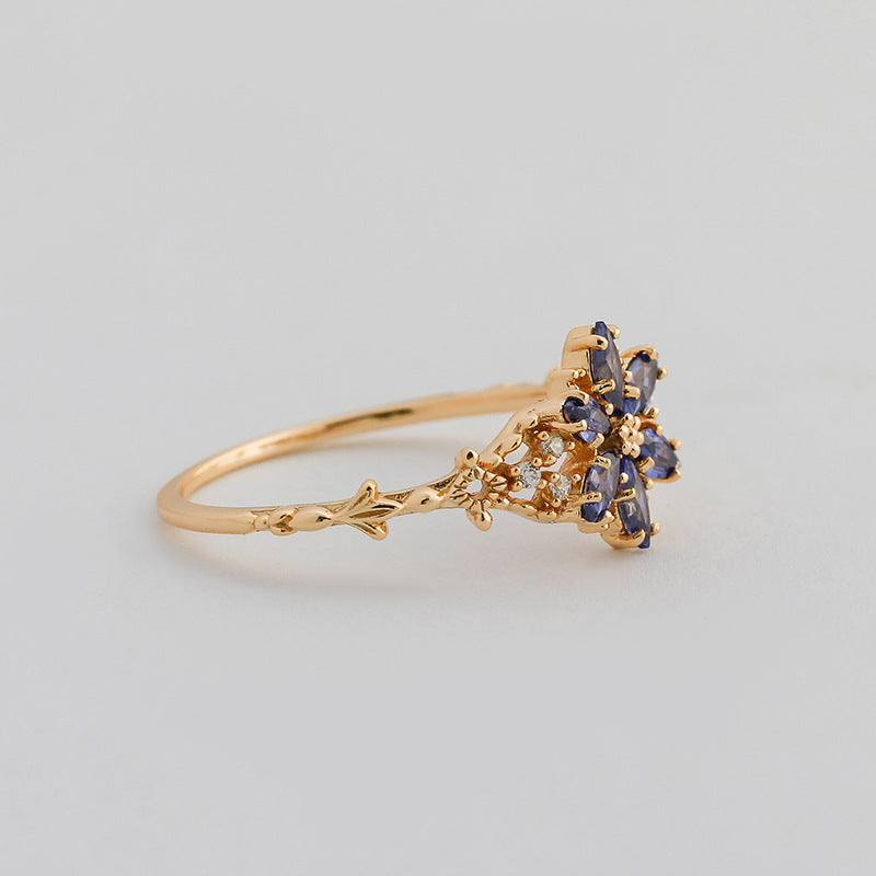 Flower Design 14K Gold Plated Ring