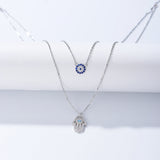 Devil Eye Hamsa Palm Double Layed Necklace