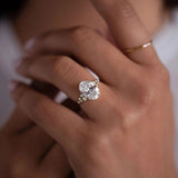 Unique Design Oval Cut Sterling Silver Engagement Ring