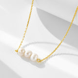 Elegant Natural Pearls Sterling Silver Necklace