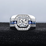 Men's Moissanite Round Cut Sterling Silver Engagement Ring