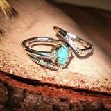 Vintage Turquoise Marquise Shape Ring Set