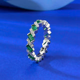 Emerlad Green Eternity Sterling Silver Band