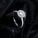 Halo 0.5CT Green Moissanite Silver Ring