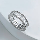 Gorgeous Princess Cut Paved Sterling Silver Band