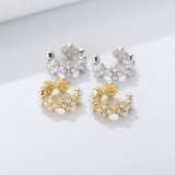 Vintage Design Peals Sterling Clip Earrings
