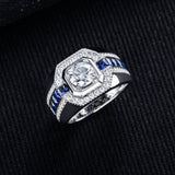 Men's Moissanite Round Cut Sterling Silver Engagement Ring