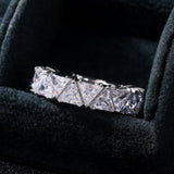 Full Eternity Triangle Gemstone Wedding Band in 925 Sterling Silver