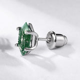 Geometric Green Moss Agate Sterling Silver Stud Earrings