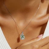 Snake Coiled Natural Green Moss Agate Pendant Necklace