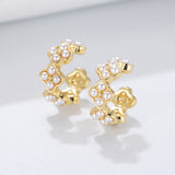 Vintage Design Peals Sterling Clip Earrings