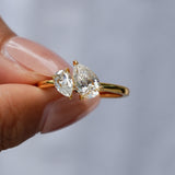 Simple Double Stone 925 Sterling Silver Moissanite Engagement Ring