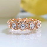 Halo Round Cut Eternity Sterling Silver Wedding Band