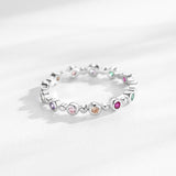 Simple Rainbow Round Cut Sterling Silver Band