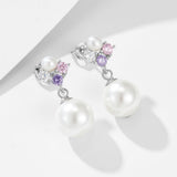 Elegant Pearls Sterling Silver Pendant Earrings