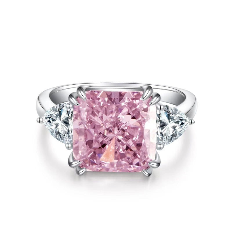 5.0ct Radiant Cut Double Prong Engagement Ring in Sterling Silver