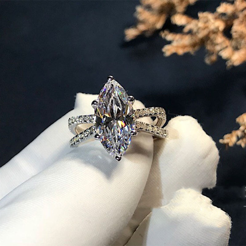 Gorgeous Marquise Cut Sterling Silver Ring