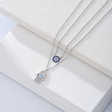 Devil Eye Hamsa Palm Double Layed Necklace