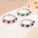 Two Tone Half Eternity Moissanite Silver Band