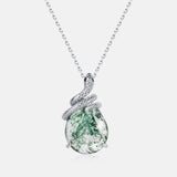 Snake Coiled Natural Green Moss Agate Pendant Necklace