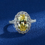 Oval Cut Halo Sterling Silver Engagement Ring With Half Eternity Band