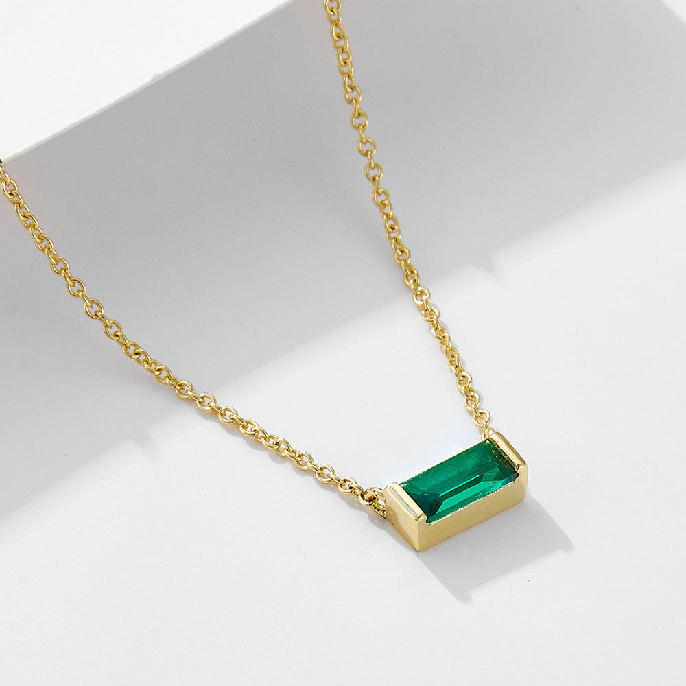 Simple design 925 Sterling Silver birth stone necklace