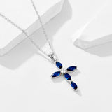 Luxury Blue Cross Design Sterling Silver Necklace