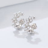 Vintage Design Peals Sterling Clip Earrings