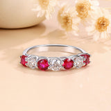 Two Tone Half Eternity Moissanite Silver Band