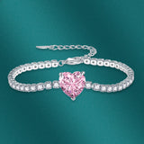 Sweet Heart Cut Tennis Bracelet In Silver Tone