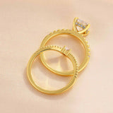 Luxurious Golden Tone Cushion Cut Sterling Silver Wedding Bridal Set
