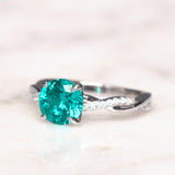 Twisted Band Round Cut Paraiba Tourmaline Ring in Sterling Silver