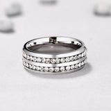 Two Row  Round Cut Titanium Steel Men's Ring