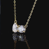 Gold Tone Dual Spark Moissanite Pendant Necklace in 925 Sterling Silver