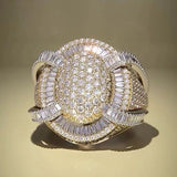 Handmade 6.5ctw Round Cut With Baguette Cut Side Stones Half Set Men's Ring