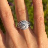 Gorgeous 3 Pcs Round Cut Halo Sterling Silver Bridal Set
