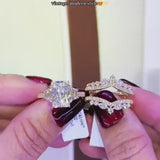 Exquisite 2 PCS Radiant Cut Sterling Silver Bridal Set