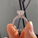Gorgeous 6 Prong Pave Set Round Cut Moissanite Engagement Ring