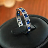Sparkling Two Tone Design Paved Sterling Silver Band