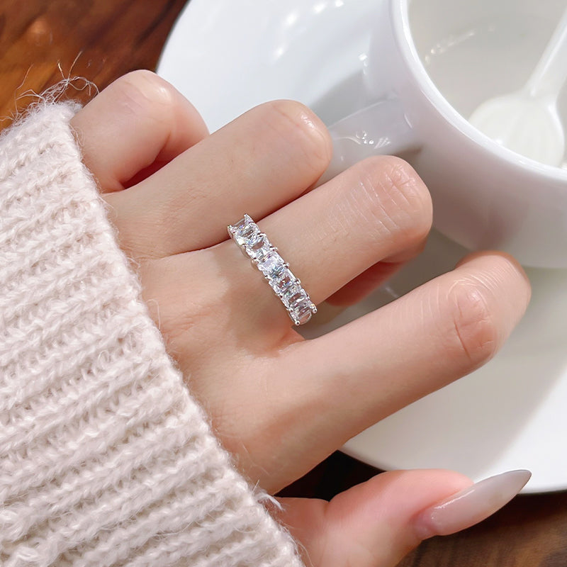 Sparkling Ice Cut Half Eternity Sterling Silver Band