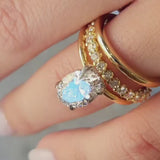 Luxurious 3PCS Golden Tone Oval Cut  Sterling Silver Wedding Bridal Set