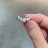 V Shape Moissanite Stackable Band in Sterling Silver