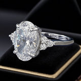 Gorgeous Golden Tone Oval Cut Engagement Ring In Sterling Silver