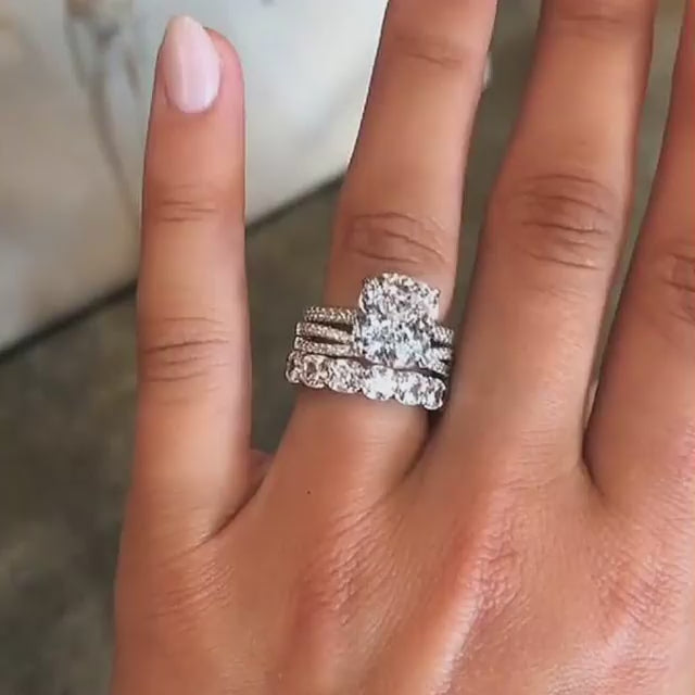 Sale | Luxury 3PC Cushion Cut Bridal Set In Sterling Silver