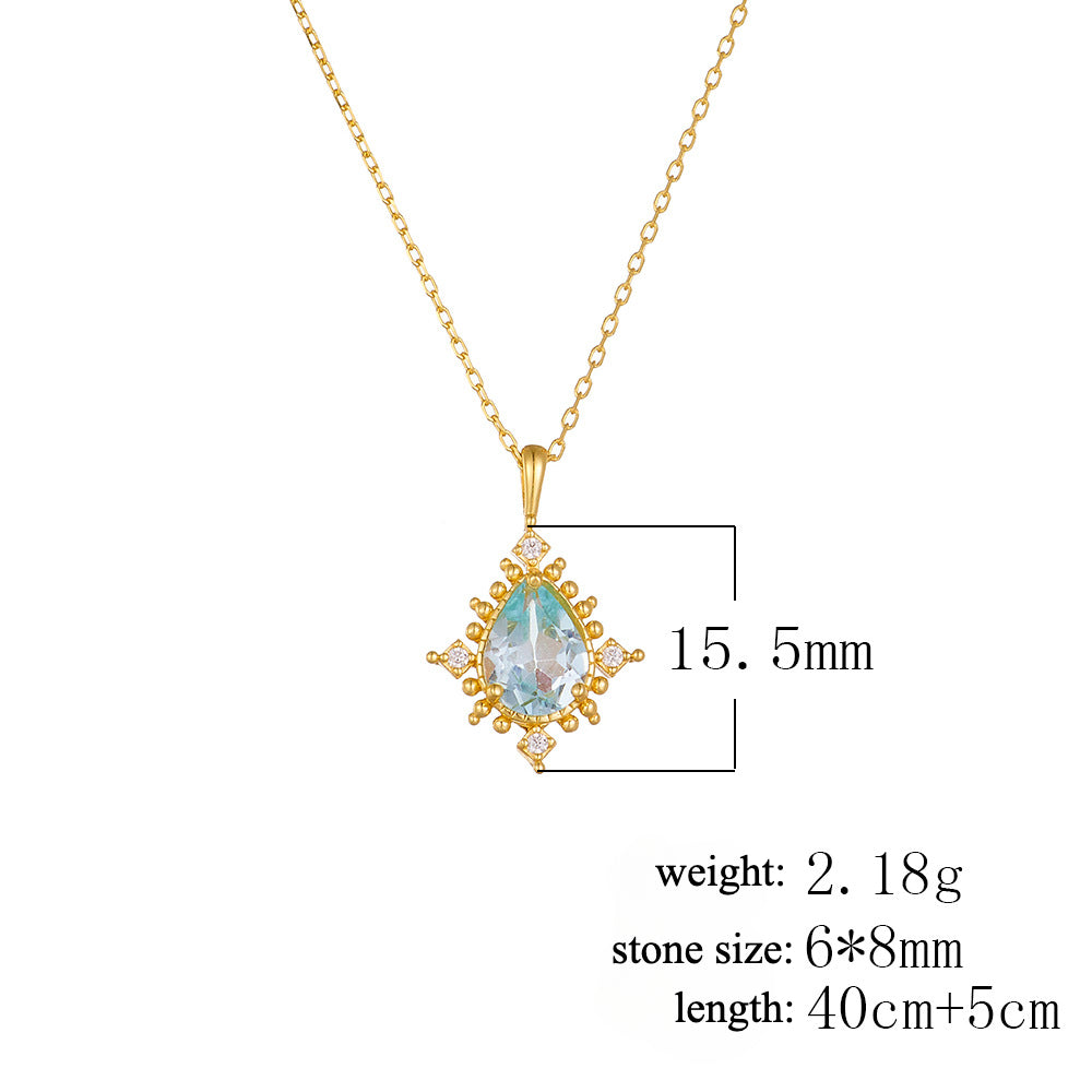 Luxury Pear Shape Topaz Pendant Necklace