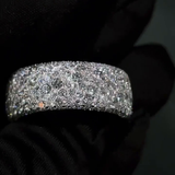 Handmade 7ctw Round Cut White Sapphire Pave Set Men's Band Ring